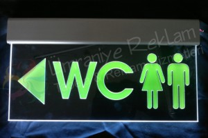 ışıklı wc tabela